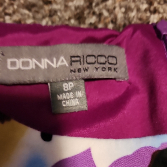 Donna Ricco Purple and Yellow Flutter Sleeve Sheath Dress - Picture 2 of 3